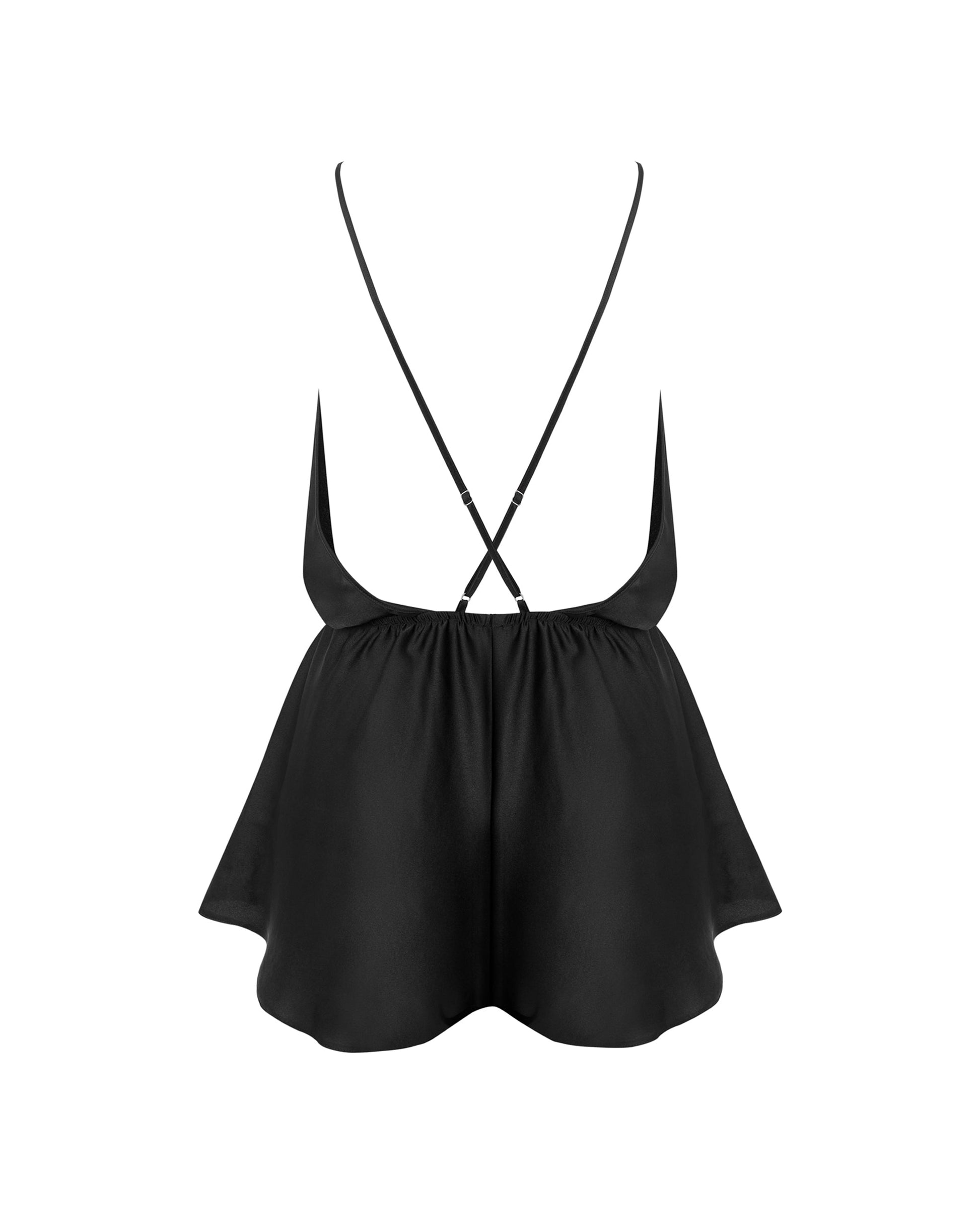  Rosalie Luxury Satin Teddy Black/Sheer