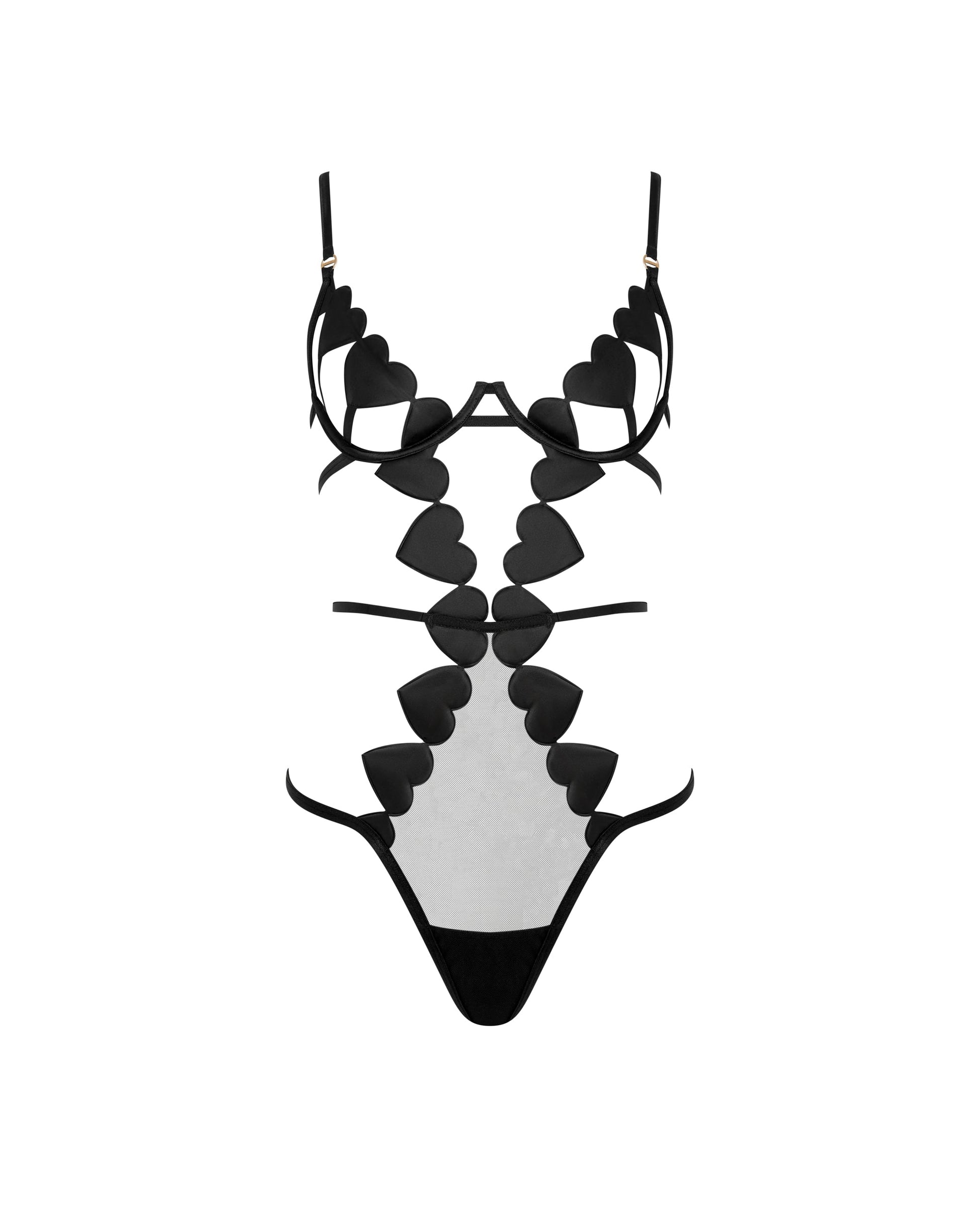  Gia Open Heart Bodysuit Black