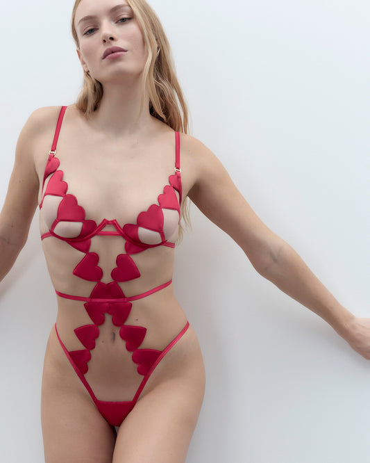  Gia Open Heart Bodysuit Pink