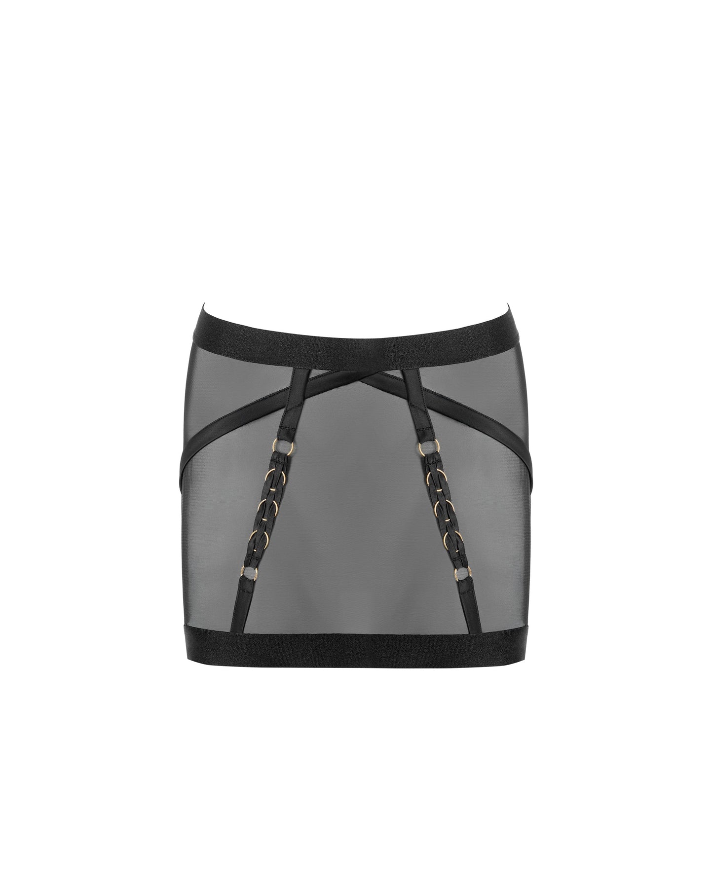  Suri Mesh Open-Back Skirt Black