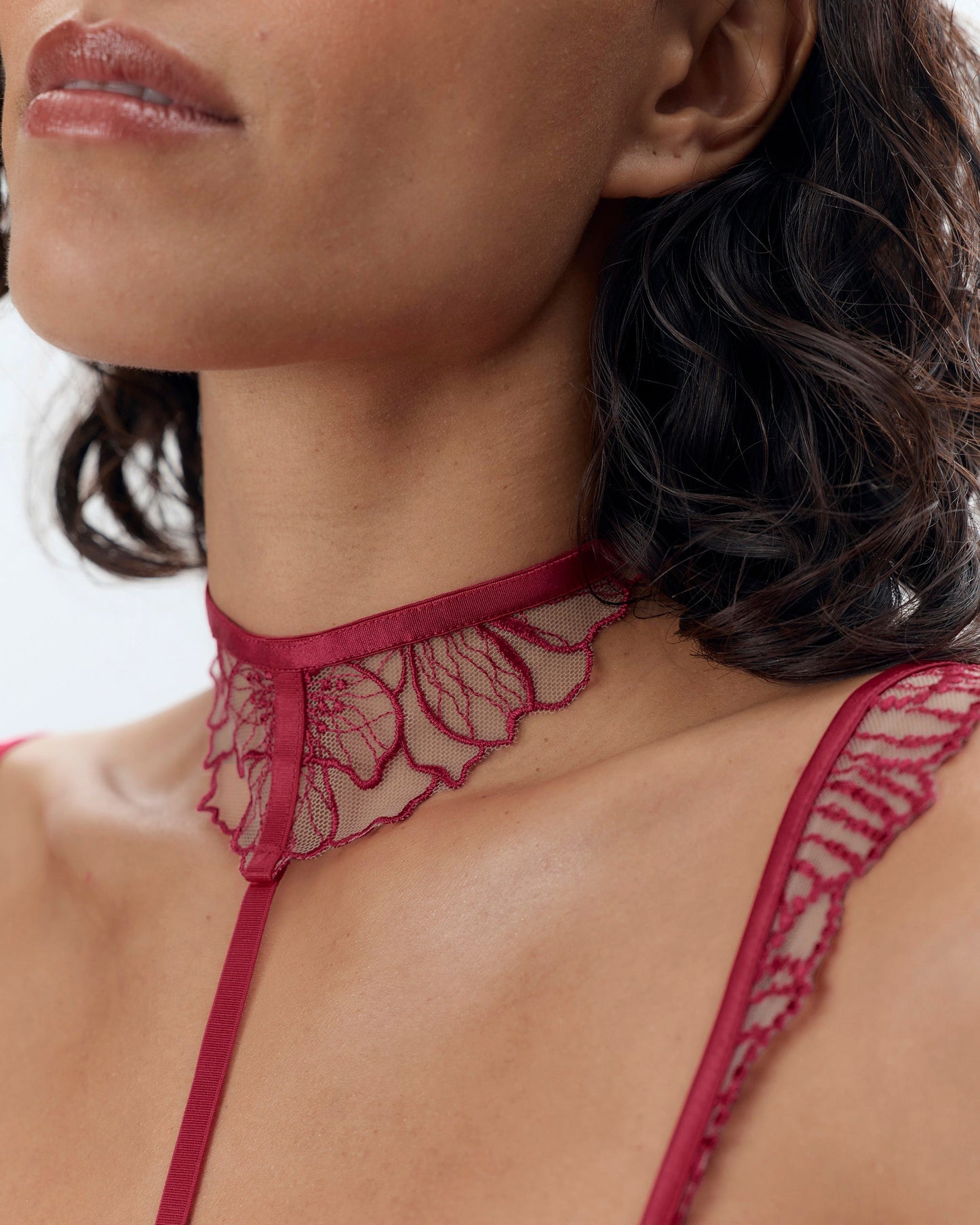  Amarosa Garter Belt Harness With Detachable Collar Pink