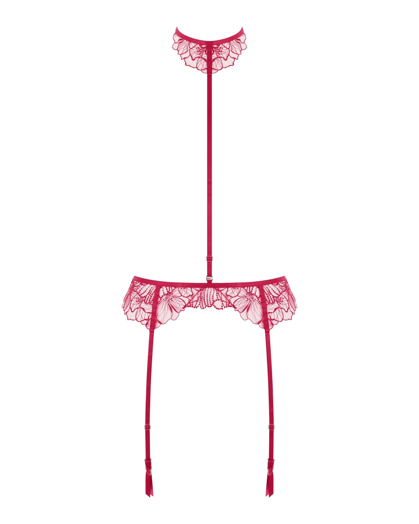  Amarosa Garter Belt Harness With Detachable Collar Pink