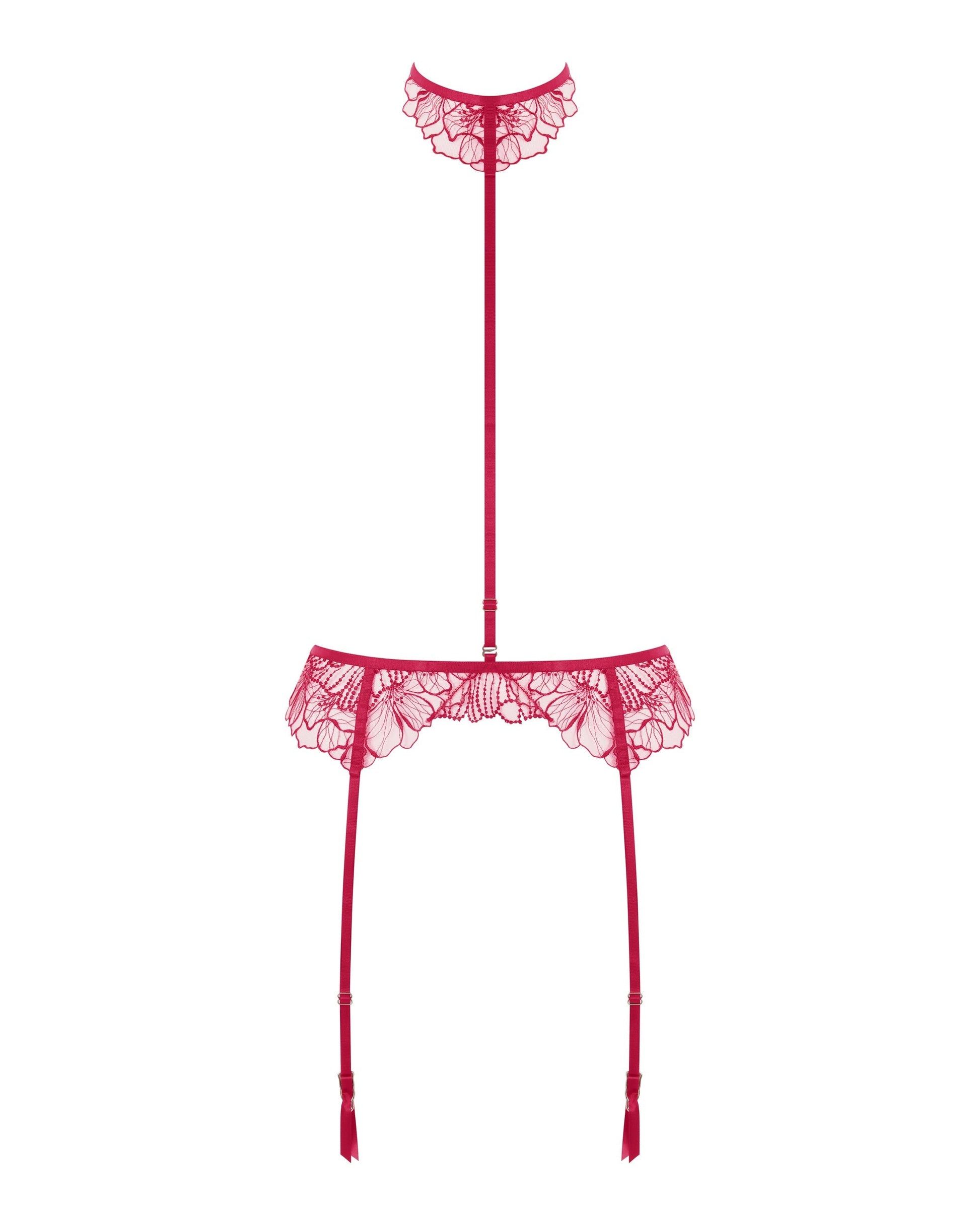  Amarosa Garter Belt Harness With Detachable Collar Pink