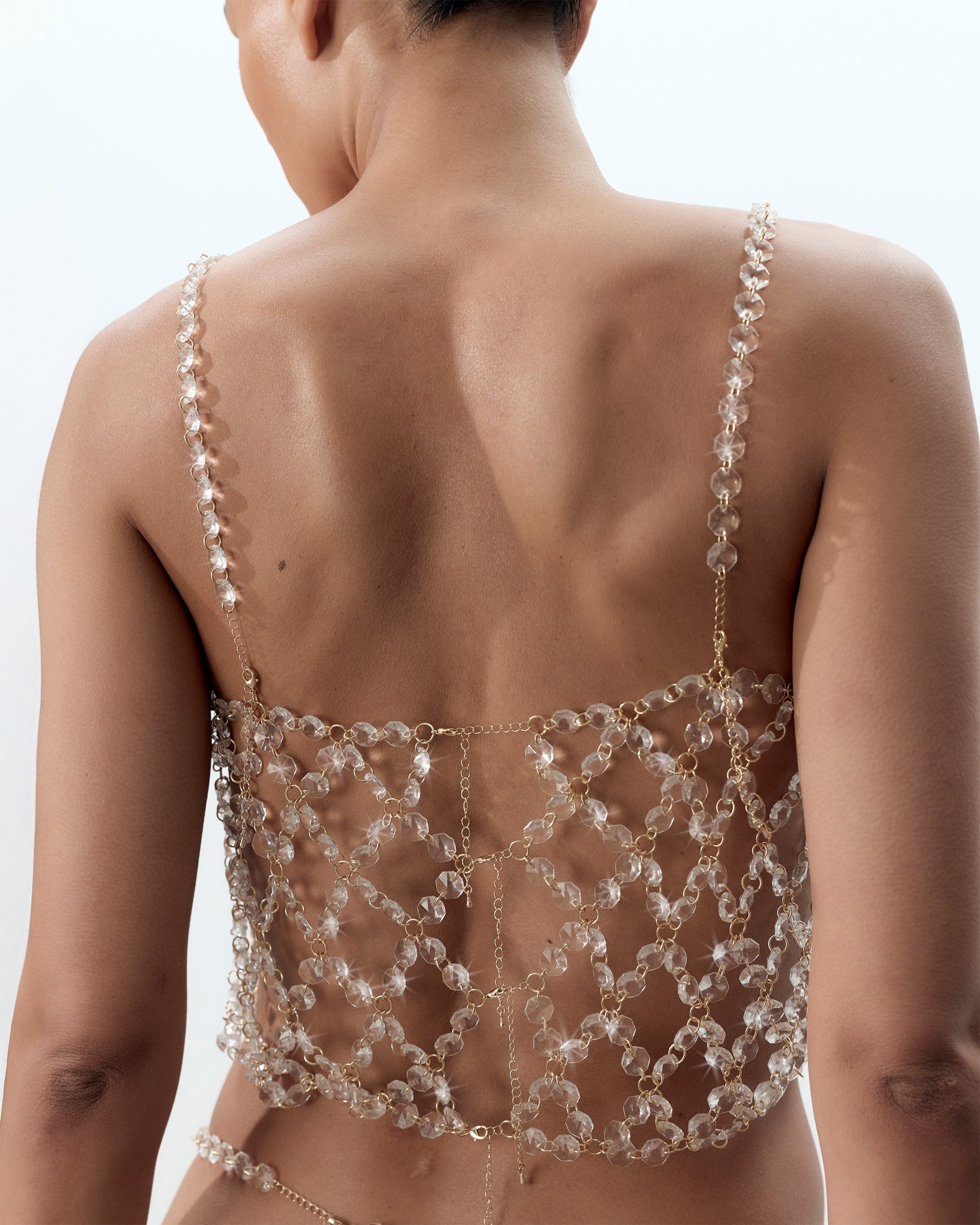  Crystal Cami Crop Top Clear