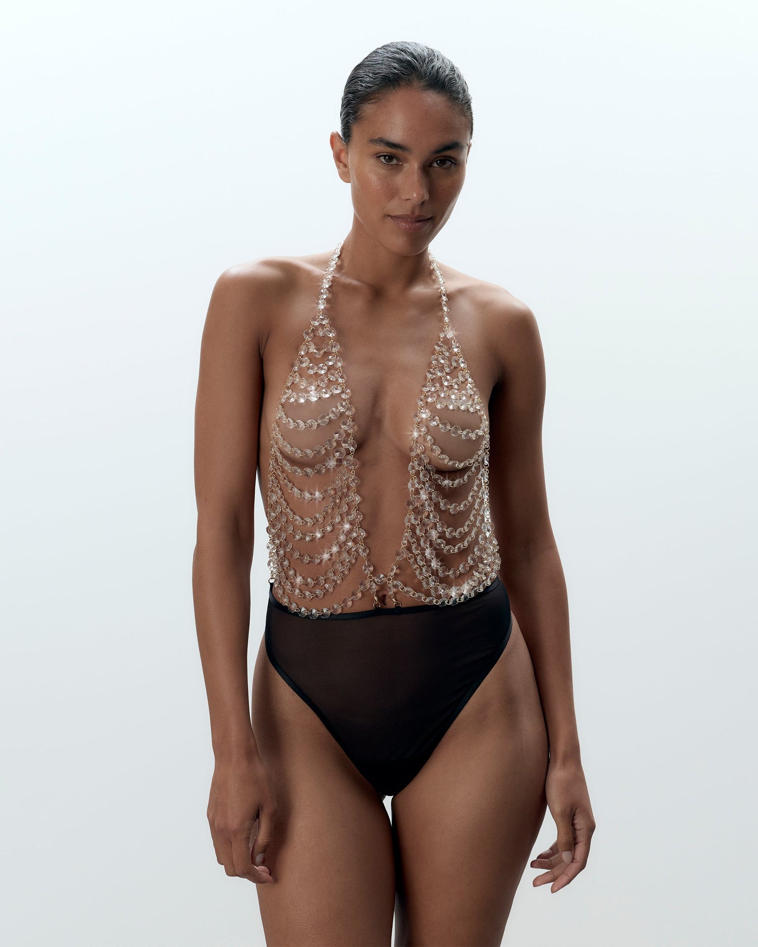  Crystal Bodysuit Clear/Black