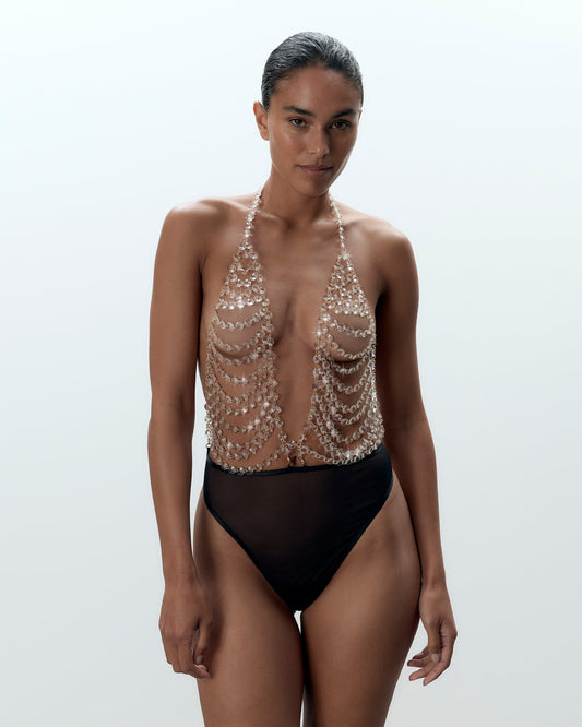  Crystal Bodysuit Clear/Black