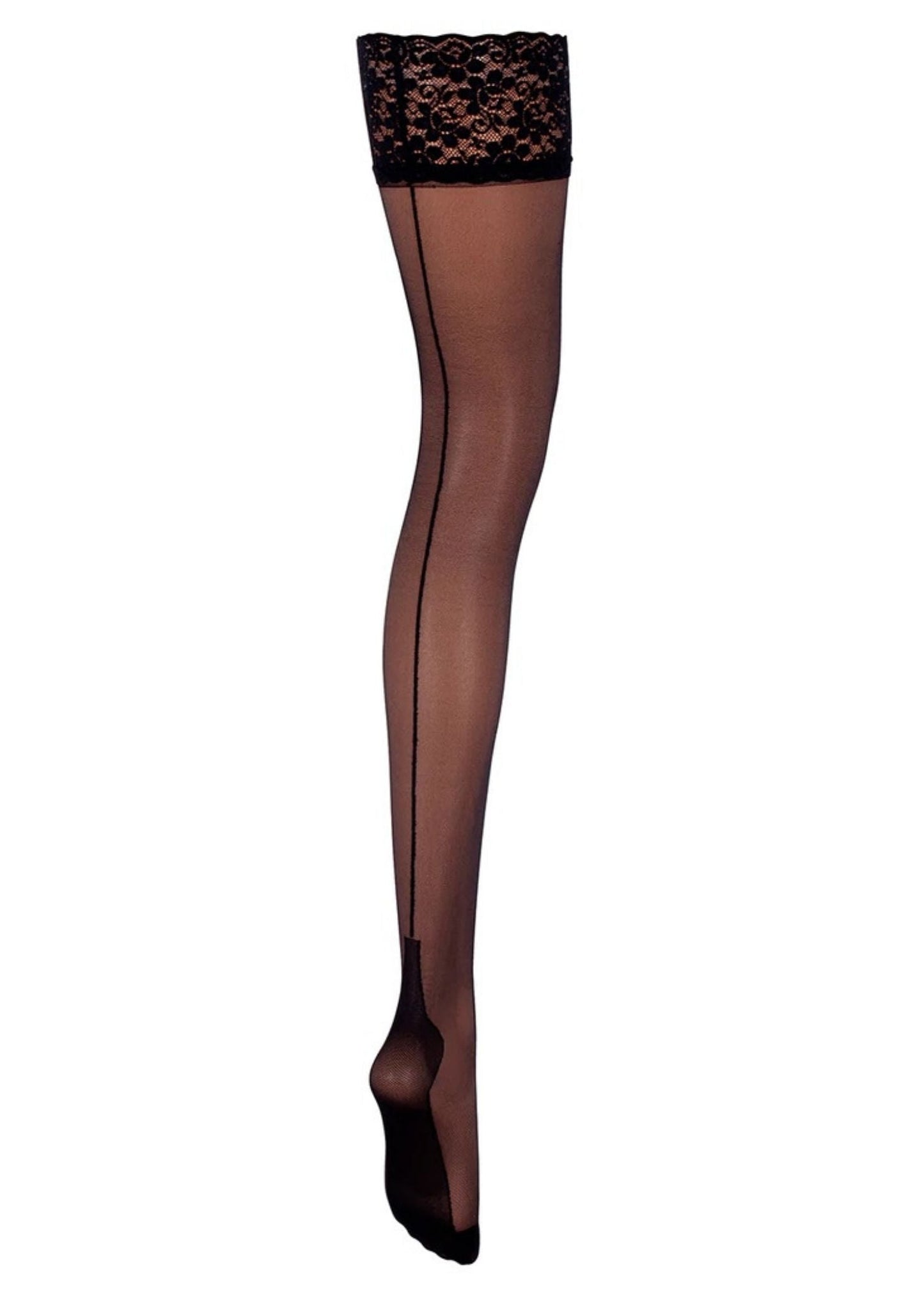 BLUEBELLA Back Seam Leg / Lace Top Hold Ups (Black)
