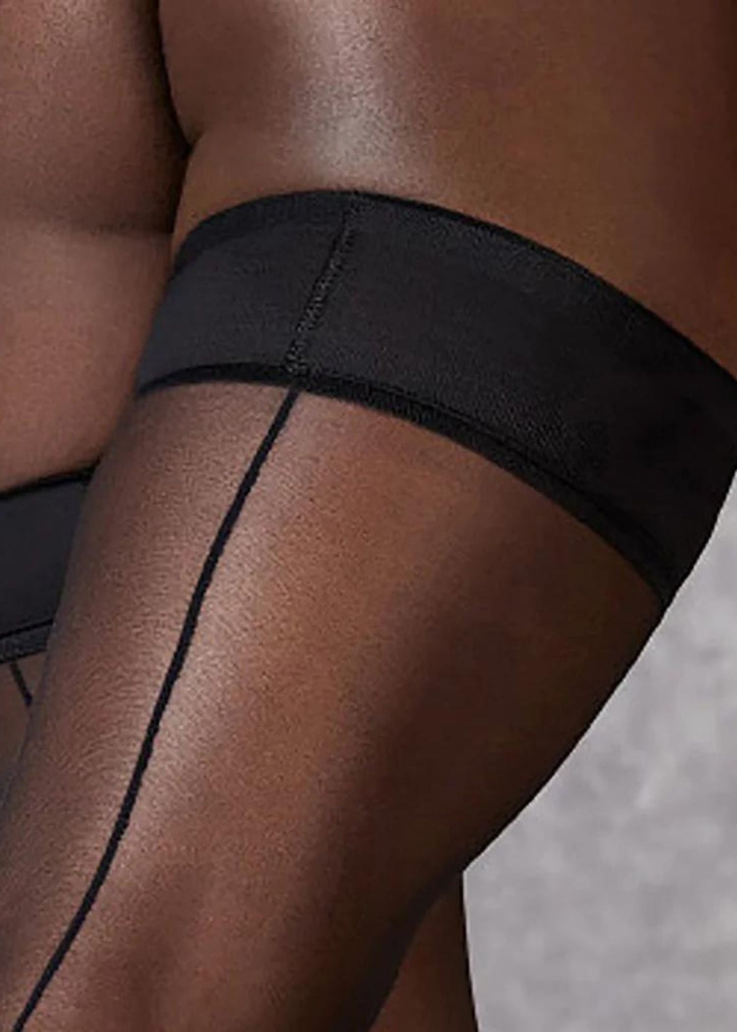 BLUEBELLA Back Seam Leg / Plain Top Hold Ups (Black)