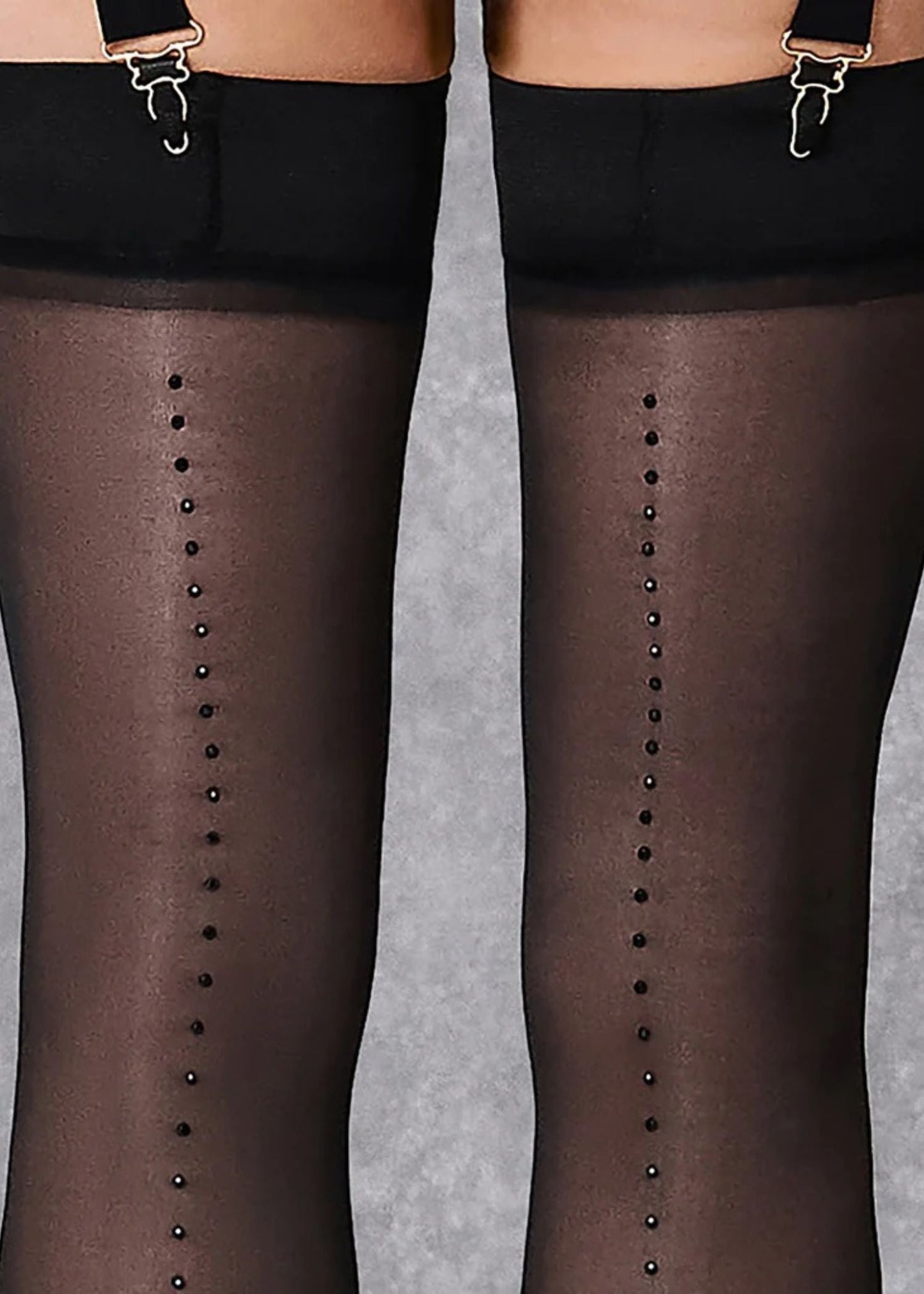 BLUEBELLA Diamante Back Seam Leg / Plain Top Stockings (Black)