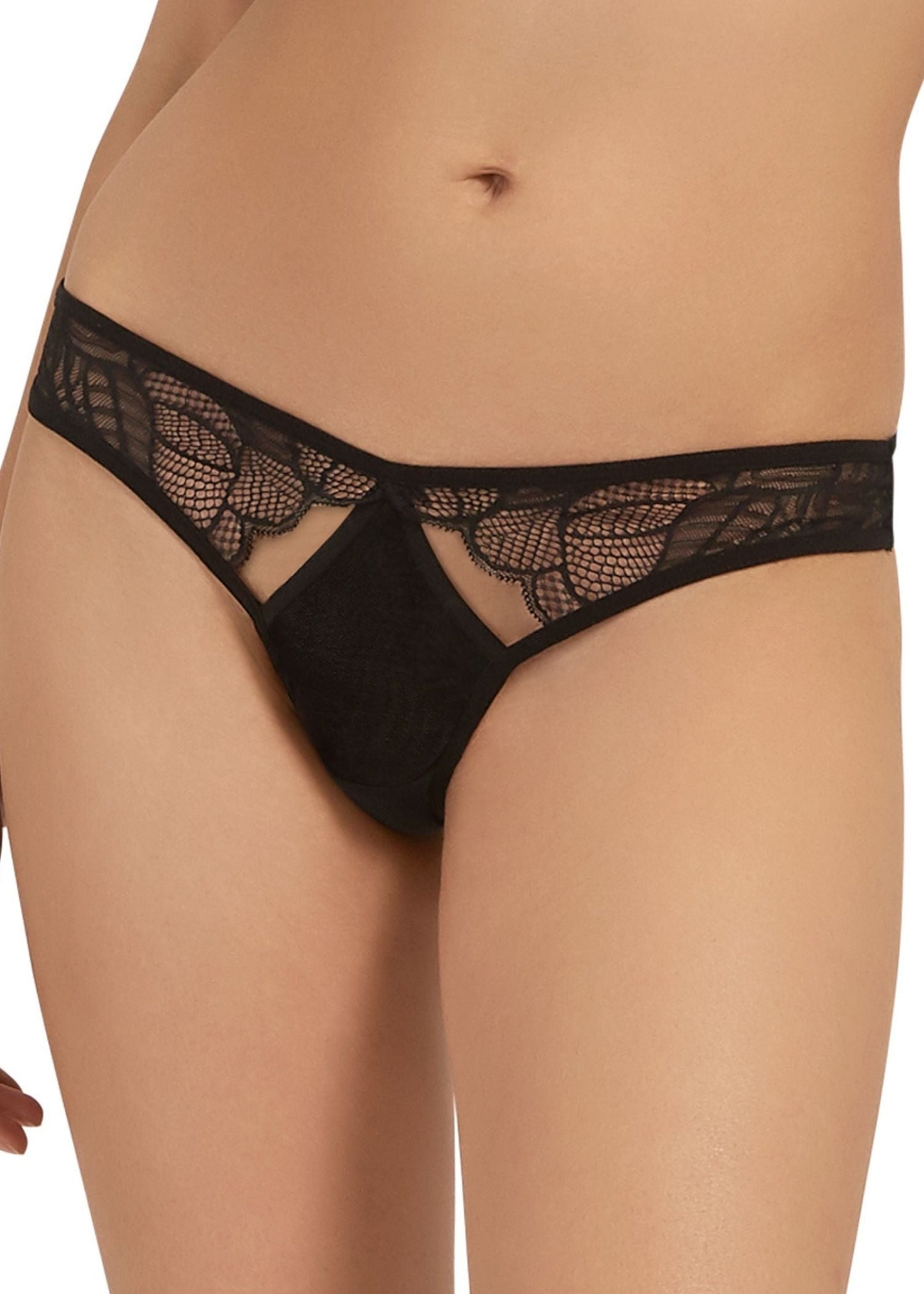 BLUEBELLA Emerson (Black) Lace And Mesh Thong