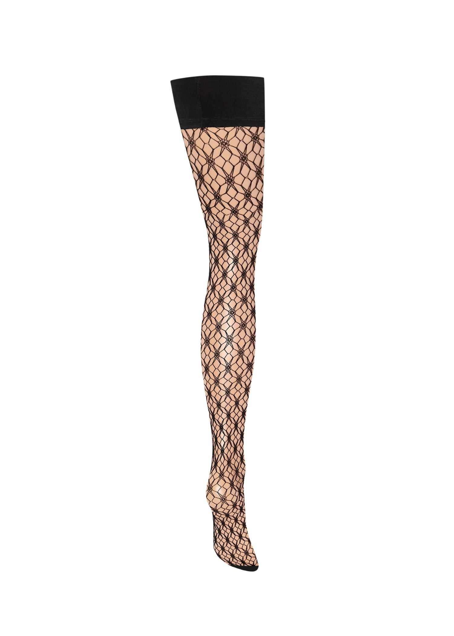 BLUEBELLA Graphic Star Fishnet Leg / Plain Top Hold Ups (Black)